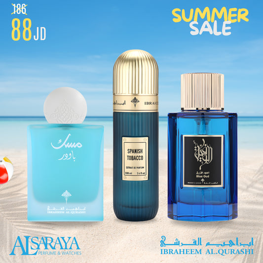 مسك بودرة + تبغ إسباني + عود أزرق